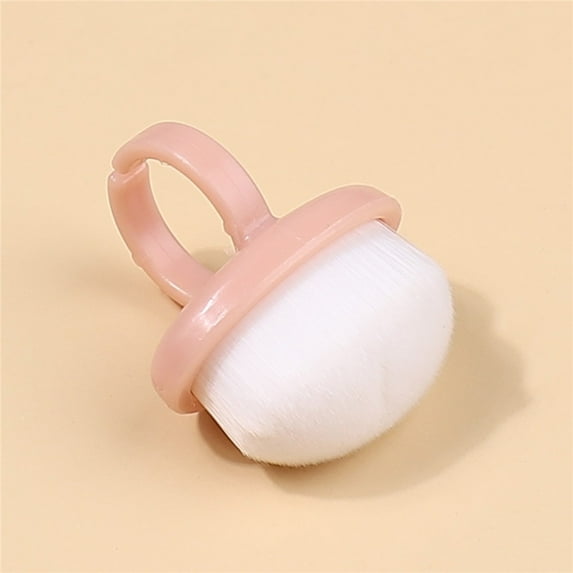 Pkeuxdyw Soft-Bristle Nail Art Brush with Finger Ring - Short Handle, Gentle Dust Removal, Cleaning and Polishing Tool for Nail Dust Nail Art Precise Manicure & Intricate Design,Pink