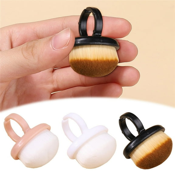 Pkeuxdyw Soft Nail Art Brush with Ring - Short Handle, Gentle Dust Removal, Cleaning and Polishing Tool for Nail Dust Nail Art,Multicolor/3PC