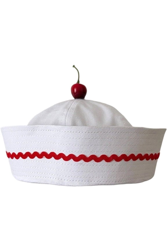 Cherry Decor Sailor Beret Cap, Y2K Nautical Style Hat for Daily Matching