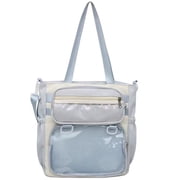 Hsqqdc Japanese Style Transparent Ita Bag with Pin Display, Large Capacity Kawaii Shoulder Messenger Bag