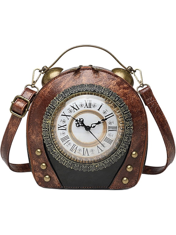 Small Crossbody Purse and Handbags for Women Cute Shoulder Bag Unique Steampunk Metal Clock Costume Cosplay Accessories