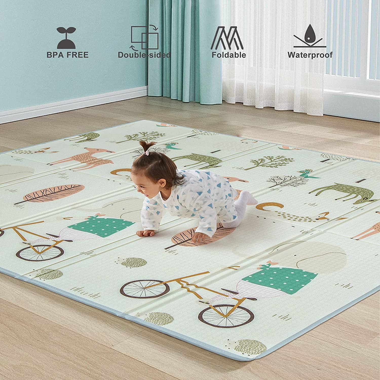 Double-sided Kids Rug Soft Foam Carpet Game Playmat Waterproof Baby Play  Mat Foldable Child Crawling Mat Tapetes Para Quarto New