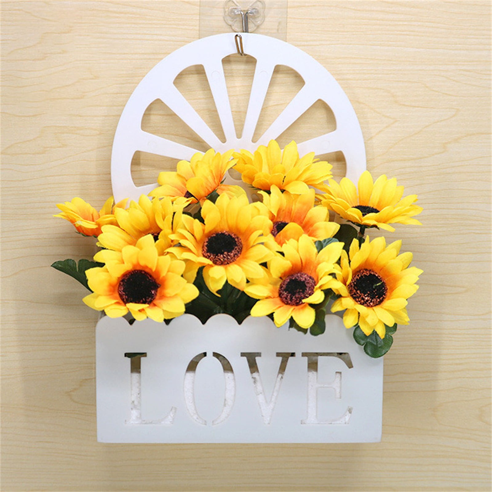 Pkliwoa Home Decor,Artificial Silk Flowers In Hanging Basket Outdoor