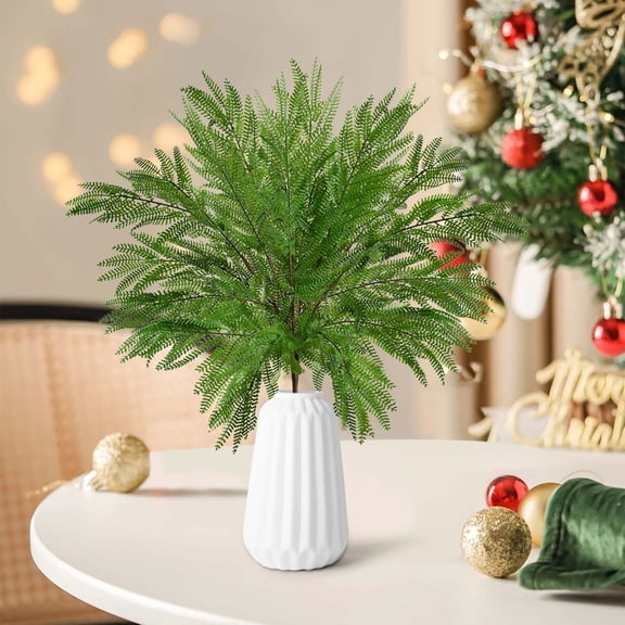 Pklyzj 15Pcs Artificial Pine Branches, Green Faux Pine Stems Christmas Plants Pines Needles DIY Accessories for Xmas Wreath Garland Home Decorations