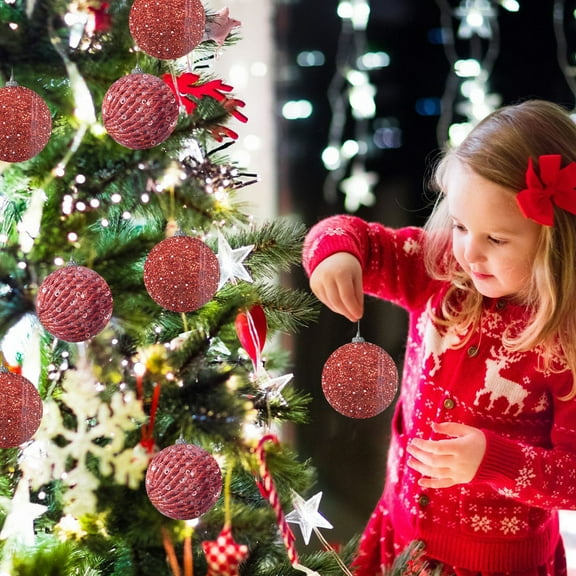 Pklyzj Christmas Balls Ornaments,12pcs 3.15" Pre-Strung Xmas Tree Decorations,Holiday Hanging Balls-2 Style Shatterproof Birthday Halloween Holiday Wedding Christmas Ornaments