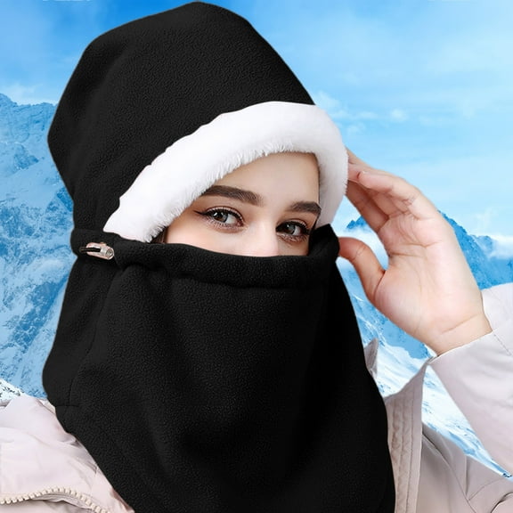 Pklyzj Fleece Warm Face Mask,Thermal Ski Mask for Men and Women,Winter Hats Face Cover Hood Cold Weather Gear