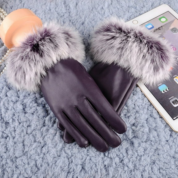 Pklyzj Leather Gloves for Women, Womens Gloves for Cold Weather Wool Lined, Winter Gloves Women Warm Gloves Mittens Driving