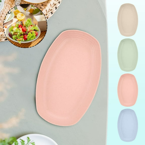 Pklyzj Lightweight Wheat Straw Plates - 4Pack Unbreakable Dishes and Plates Sets, Dishwasher Microwave Safe Plates,Healthy for Kids & Adults 11.6in
