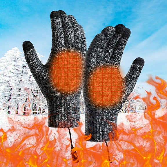 Pklyzj Lightweight Winter USB Electric Heated Gloves for Men Women-Touch Screen Thermal Hand Warming Black Knit Gloves