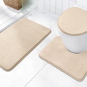 Pklyzj Memory Foam Bathroom Rug Sets 3 Piece, Ultra Absorbent Bath Mat for Bathroom - Non-Slip Machine Washable & Dry Quickly, 3 Piece Bathroom Mat Set