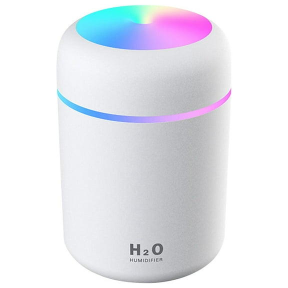 Pklyzj Portable Mini Humidifier, 300ml Small Cool Mist Humidifier with Colorful LED Night Light, USB Personal Desktop Humidifier for Car Office Home Travel, Auto Shut-Off, 2 Mist Modes, Super Quiet