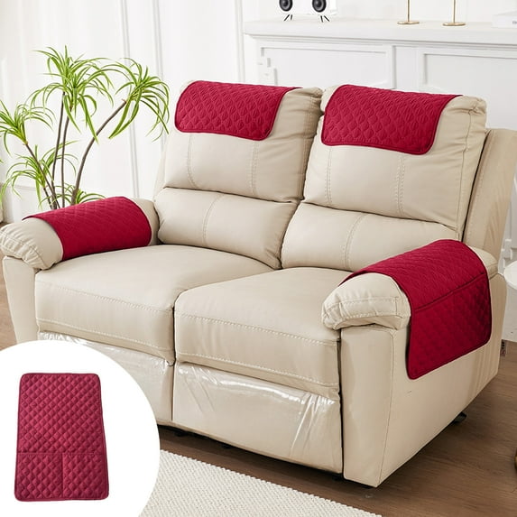 Pklyzj Water Proof Sofa Armrest Cover, Seater Sofa Headrest Slipcovers with Pocket Nonslip Armchair Cover Quilted Furniture Protector for Recliner Leather Sofa Couch 22.4*15in