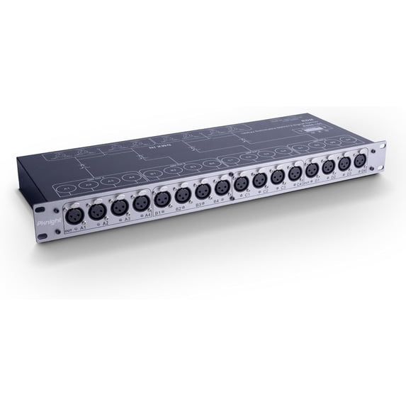 Pknight 16-Output DMX & RDM Splitter, 4×4 DMX Distributor with Optical Isolation, LED Signal Indicators, Rack-Mount Stage Lighting Hub