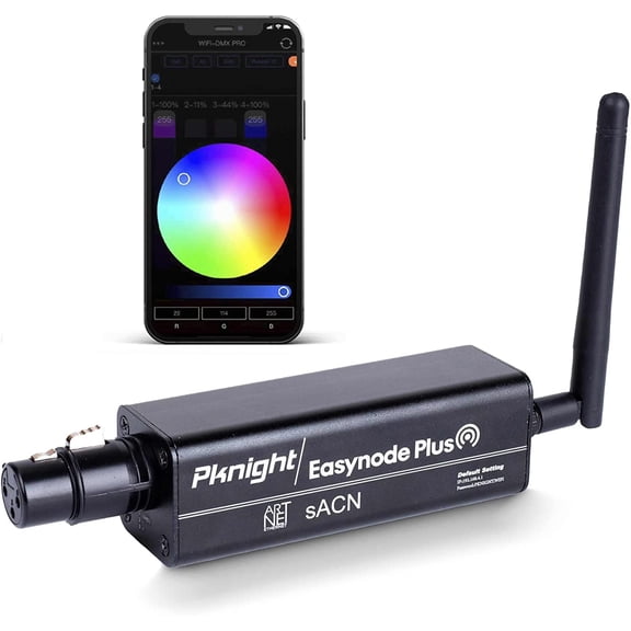 Pknight 2.4G Wireless WiFi DMX Easynode Plus 3 Pin Mini DMX Controller with App WIFI-DMX PRO Using ArtNet/sACN Protocol