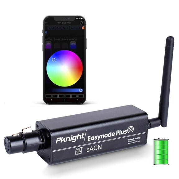 Pknight 2.4G Wireless WiFi DMX Easynode Plus 3 Pin Mini DMX Controller with App WIFI-DMX PRO Using ArtNet/sACN Protocol