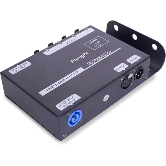 Pknight 4-Channel DMX and RDM Signal Splitter with Optical Isolation and PowerCON Linking Signal Amplifier Distributor for Stage Lighting