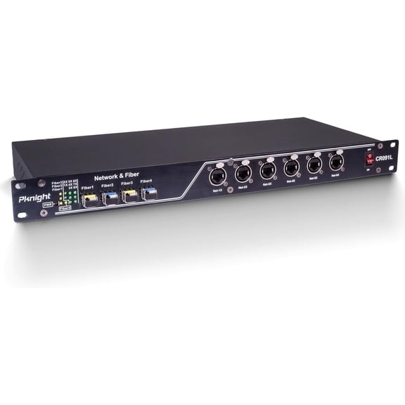 Pknight Gigabit Fiber Ethernet Switch , 12 Port Hybrid , 4 SFP + 8 RJ45 . Industrial Rackmount Network Hub for Stage Lighting CR091L