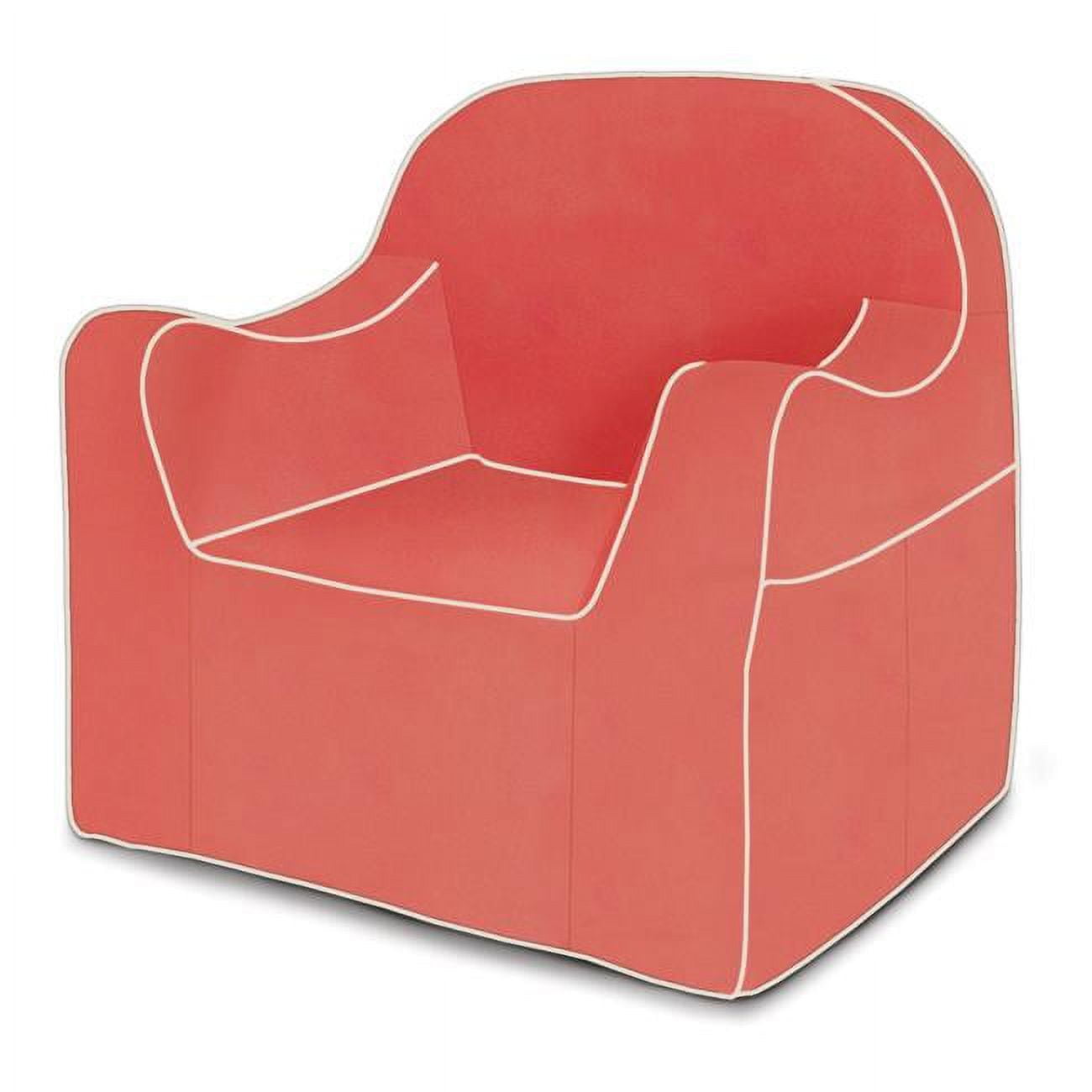 Coral Microfiber Kids Armchair with Book Pocket