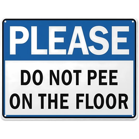 Placards Of Metal Please Do Not Pee On The Floor 2 Sign - 8"x12" Rust Free Aluminum Easy To Read Sturdy Outdoor Metal Sign for Home Farm Yard, Bathroom, Hygiene Alert