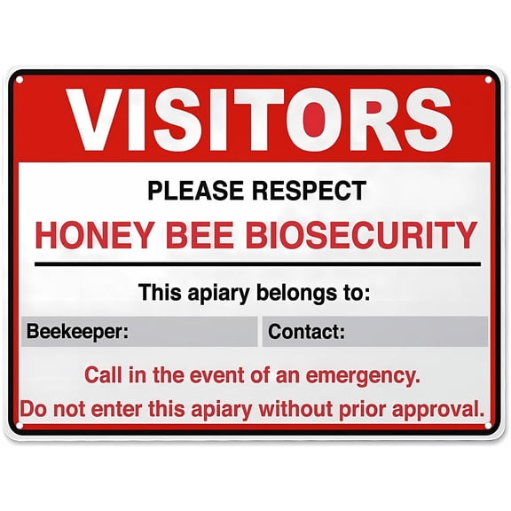 Placards Of Metal Farm Honey Bee Biosecurity Sign - 12×8 Inches, Rust-Free Aluminum UV-Ink, Durable Outdoor Home Farm Decor