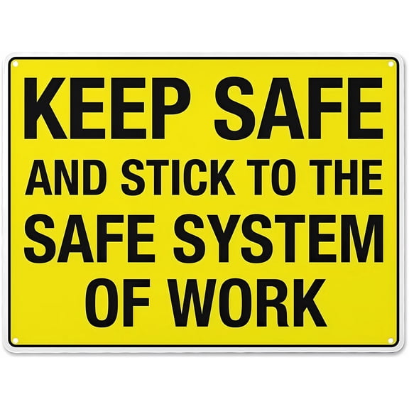 Placards Of Metal Keep Safe Stick to Safe System of Work Sign - 12×8 Inches, Metal Aluminum Weather-Resistant, Indoor Outdoor Workplace Decor
