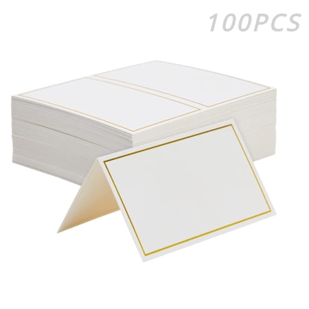 Place Cards 100PCS Name Cards for Table Setting with Gold Foil Border for Wedding/ Dinner Parties( 3.3 X2in )