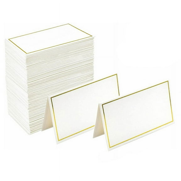 Place Cards 120 Small Tent Cards with Gold Foil Borders, Suitable for Weddings, Banquets, Table Cards, and Name Cards