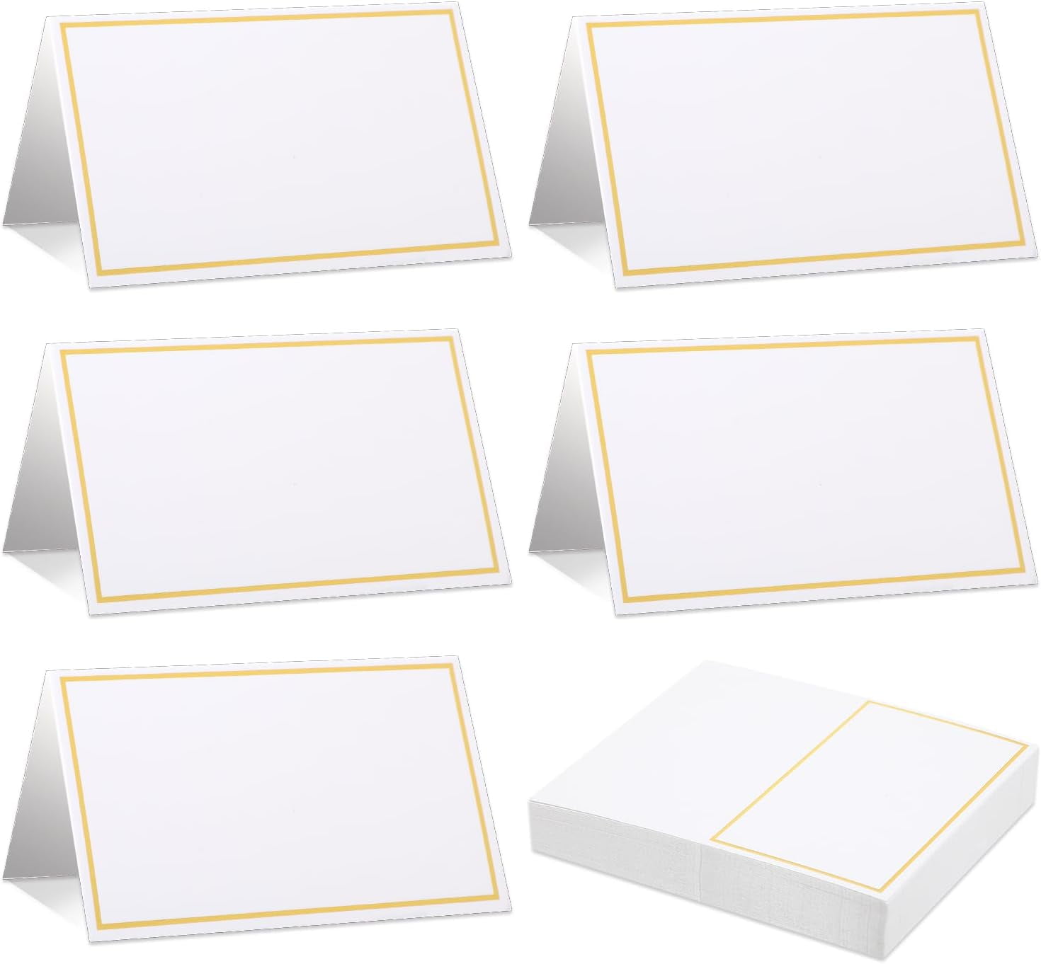 50-Pack Premium Tent Place Cards - Gold Foil Border, 2x3.5 Inches, For Weddings & Parties