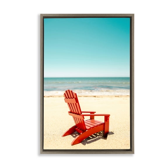 Stupell Industries Place For Dreams Beach Brown Framed Floater Canvas Wall Art, design by Elena Chukhlebova
