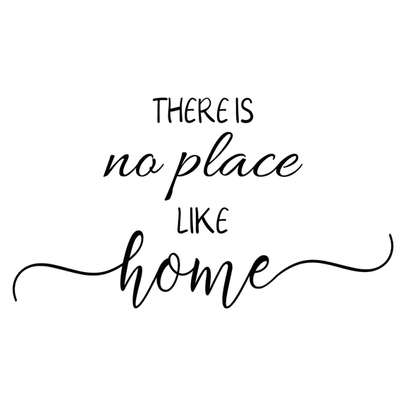 There is No Place Like Home Cursive Word Art Creative Design Vinyl Wall Decal - Positive Motivational Sayings and Famous Phrase Artwork for Living Room Wall Decoration 30" x 19"