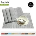 thumbnail image 1 of Place Mat Gray Table Mats Set of 4, PVC Table Mats, Vinyl Non-Slip Insulation Dinner Mat, Rectangle 12"×18" Washable Vintage Woven Placemats for Dining Kitchen Restaurant Table – Gray, 1 of 8