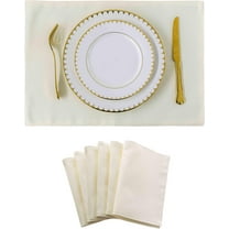 Place Mats Indoor Set of 6 Cloth Place Mat Heat Resistant Dining Table Place Mats for Kitchen Table, 12 x 18 inches, Cream