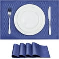 thumbnail image 1 of Place Mats Set of 4 Rectangle Rectangular Waterproof Fabric Polyester Cloth Washable Wipeable Heat Resistant Placemats for Kitchen Dining Dinner Table Indoor 13 X 19 Inch, Navy Blue, 1 of 6