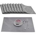 thumbnail image 1 of Place Mats Set of 8 Rectangle Rectangular Waterproof Fabric Polyester Cloth Washable Wipeable Heat Resistant Placemats for Kitchen Dining Dinner Table Indoor 13 X 19 Inch Grey, 1 of 6