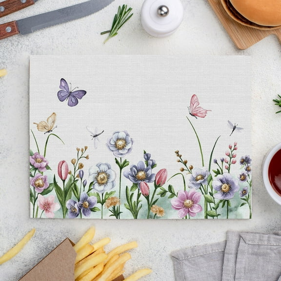 Place Mats Set,Decorative Table Place Mats For For In Door Dinning,Heat Insulation Stain Resistant Table Mats(Flower)