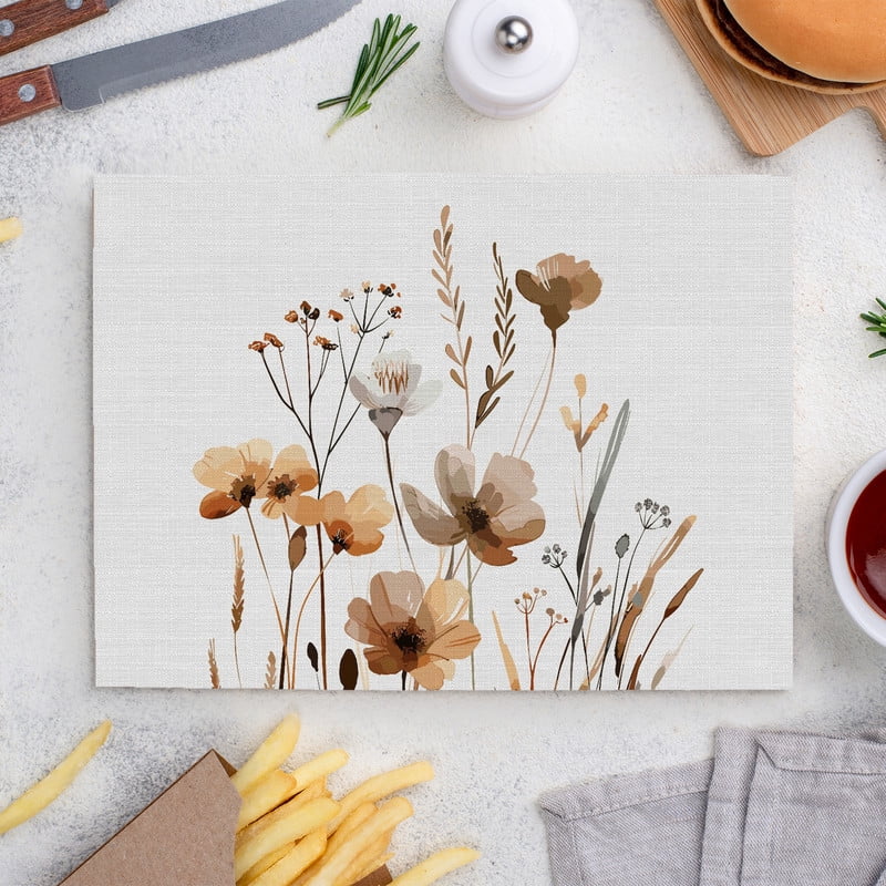 Place Mats Set,Decorative Table Place Mats For For In Door Dinning,Heat Insulation Stain Resistant Table Mats(Flower)