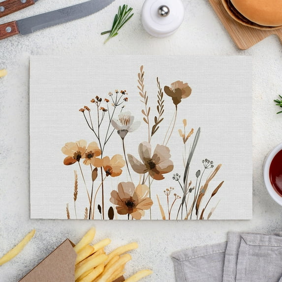 Place Mats Set,Decorative Table Place Mats For For In Door Dinning,Heat Insulation Stain Resistant Table Mats(Flower)