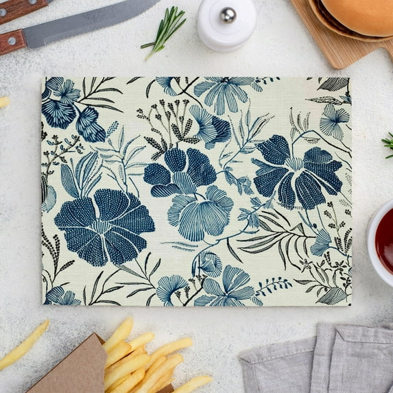 Place Mats Set,Decorative Table Place Mats For For In Door Dinning,Heat Insulation Stain Resistant Table Mats(Flower)