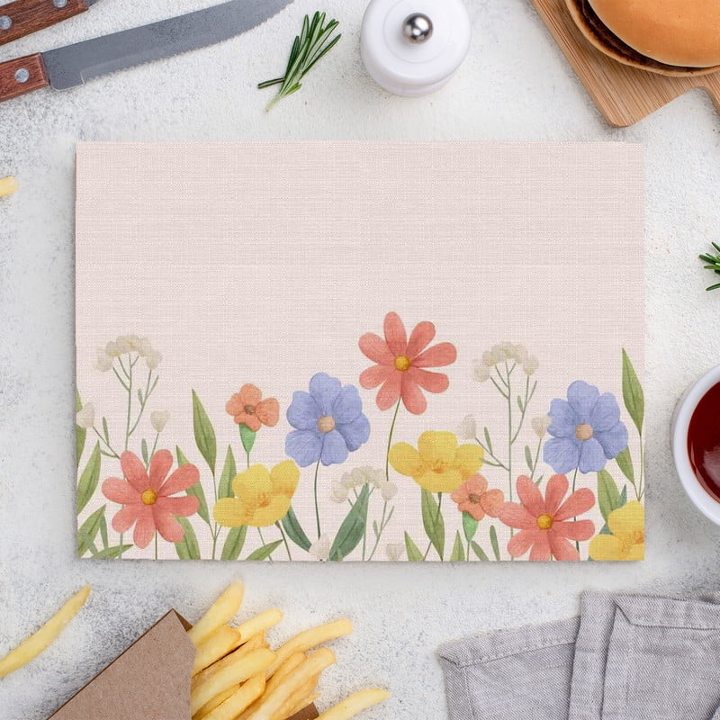 Place Mats Set,Decorative Table Place Mats For For In Door Dinning,Heat Insulation Stain Resistant Table Mats(Flower)
