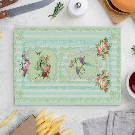 Place Mats Set,Decorative Table Place Mats For For In Door Dinning,Heat Insulation Stain Resistant Table Mats(Flower)