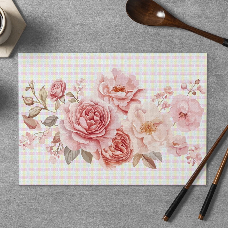Place Mats Set,Decorative Table Place Mats For For In Door Dinning,Heat Insulation Stain Resistant Table Mats(Flowers)