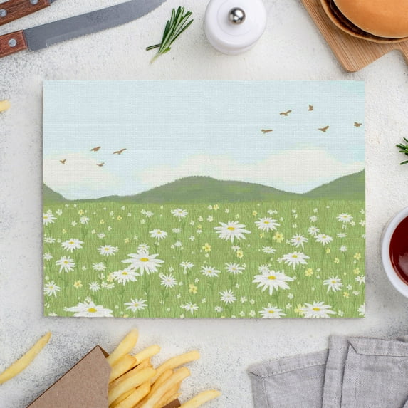 Place Mats Set,Decorative Table Place Mats For For In Door Dinning,Heat Insulation Stain Resistant Table Mats(Grasslands)