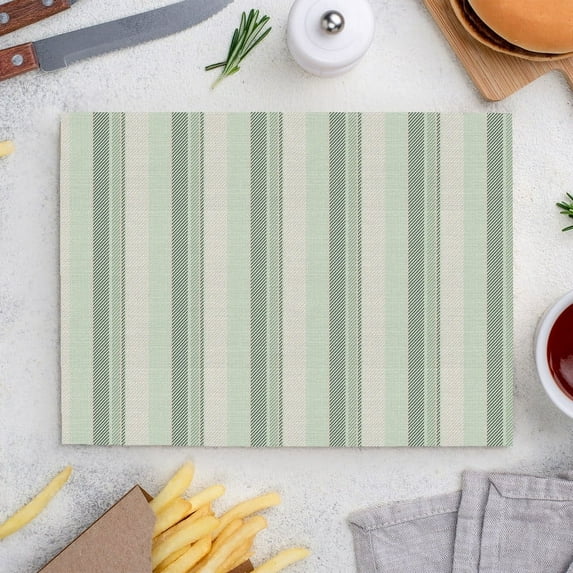 Place Mats Set,Decorative Table Place Mats For For In Door Dinning,Heat Insulation Stain Resistant Table Mats(Green Stripes)