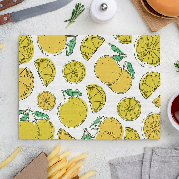 Place Mats Set,Decorative Table Place Mats For For In Door Dinning,Heat Insulation Stain Resistant Table Mats(Lemon)