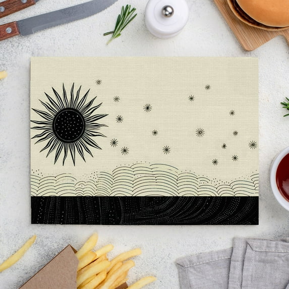 Place Mats Set,Decorative Table Place Mats For For In Door Dinning,Heat Insulation Stain Resistant Table Mats(Sun)