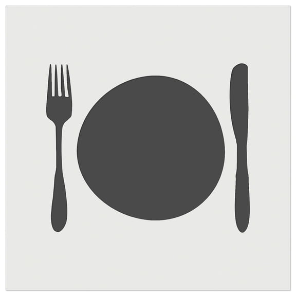 Place Setting Fork Knife Plate Utensil Eating Sketch DIY Cookie Wall Craft Stencil - 4.5 Inch