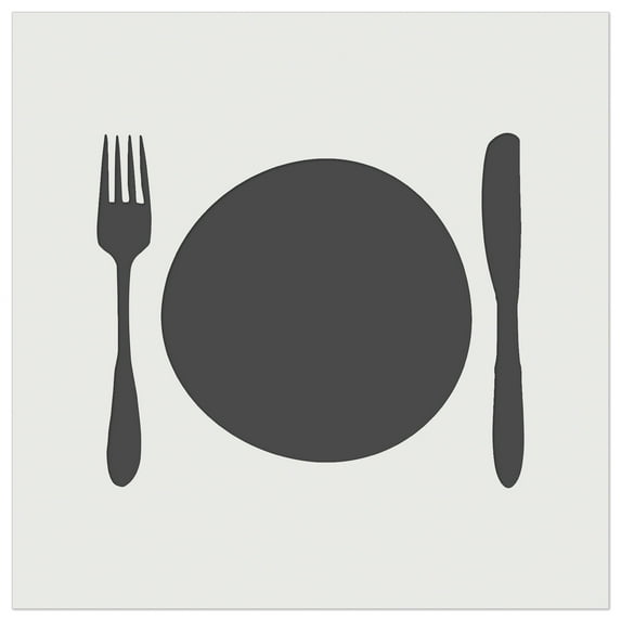 Place Setting Fork Knife Plate Utensil Eating Sketch DIY Cookie Wall Craft Stencil - 7.0 Inch
