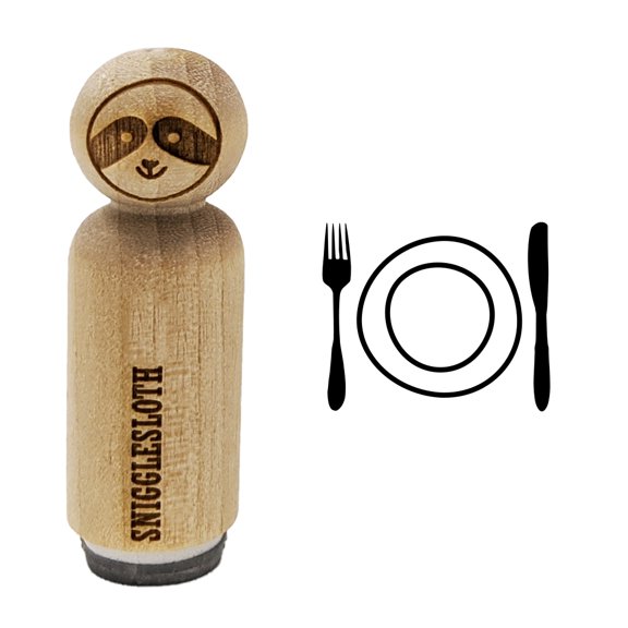Place Setting Fork Knife Plate Utensil Eating Sketch Rubber Stamp for Scrapbooking Crafting Stamping - Mini 1/2 Inch