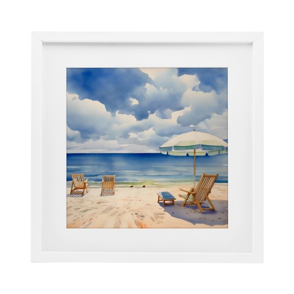 Stupell Industries Place To Relax Beach View White Framed Print Under Glass, design by LSR Design Studio, 13 x 13