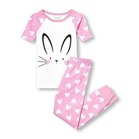 Place Toddler Girl's Easter Bunny hearts Cotton Pajama Set (Size 2T)
